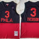 Men's 76ers #3 Allen Iverson Mitchell & Ness Split Jersey Black-Red