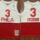 Men's 76ers #3 Allen Iverson Mitchell & Ness Split Jersey White-Red