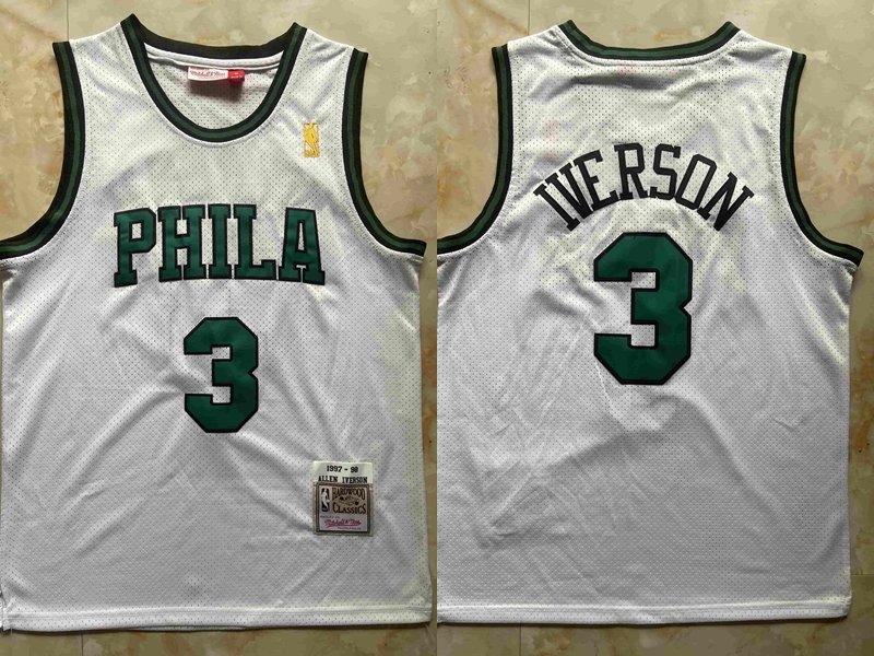 Men's 76ers #3 Allen Iverson Mitchell & Ness Throwback Jersey White
