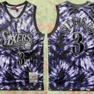 Men's 76ers #3 Allen Iverson Mitchell & Ness Black Jersey Starry Sky Edition