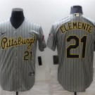 Men's PIT #21 Roberto Clemente Dark Grey Cool Base Stitched Jersey