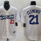 Men's Santurce Crabbers #21 Roberto Clemente White Cool Base Stitched Player Jersey