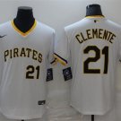 Men's PIT #21 Roberto Clemente White Cooperstown Throwback Jersey