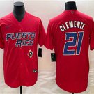 Men's Puerto Rico Player #21 Roberto Clemente 2023 Red World Classic Stitched Jersey