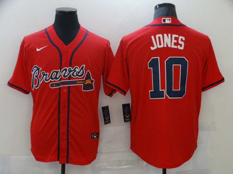 Braves #10 Chipper Jones Cool Player Jersey Red