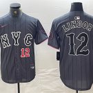 Men's NYM#12 Francisco Lindor Grey 2024 City Connect Cool Base Jersey