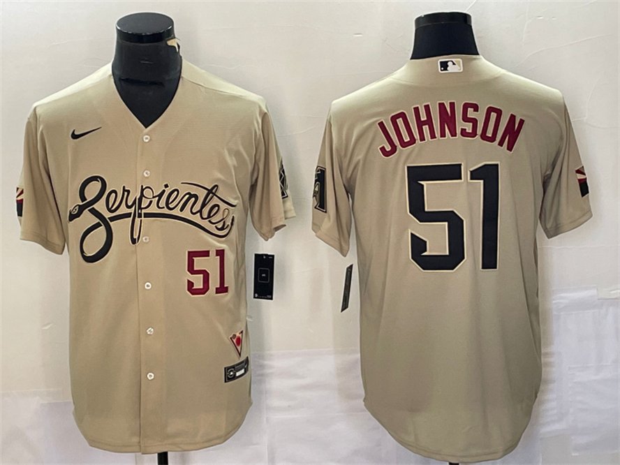Men's Youth Diamondbacks #51 Randy Johnson City Cool Jersey Cream Gold