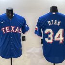 Men's TEX #34 Nolan Ryan Royal Cool Base Stitched Player Jersey