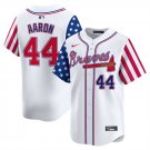 Men's ATL #44 Hank Aaron White 2024 Independence Day Vapor Jersey