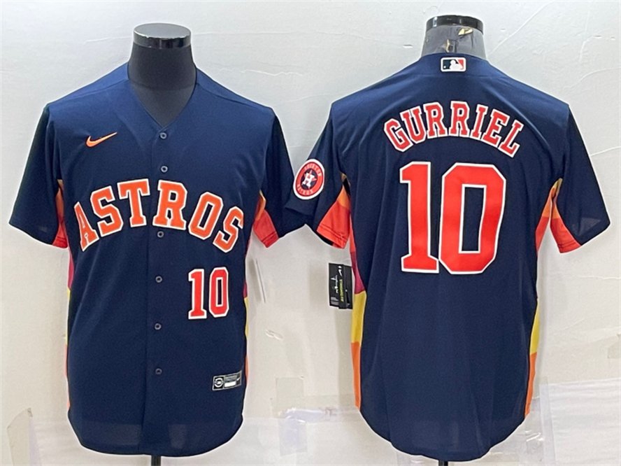 Men's HOU #10 Yuli Gurriel Navy Blue Collection WS Champions Jersey