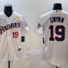 San Diego Padres #19 Tony Gwynn White Team Logo Stitched Cool Base Jersey