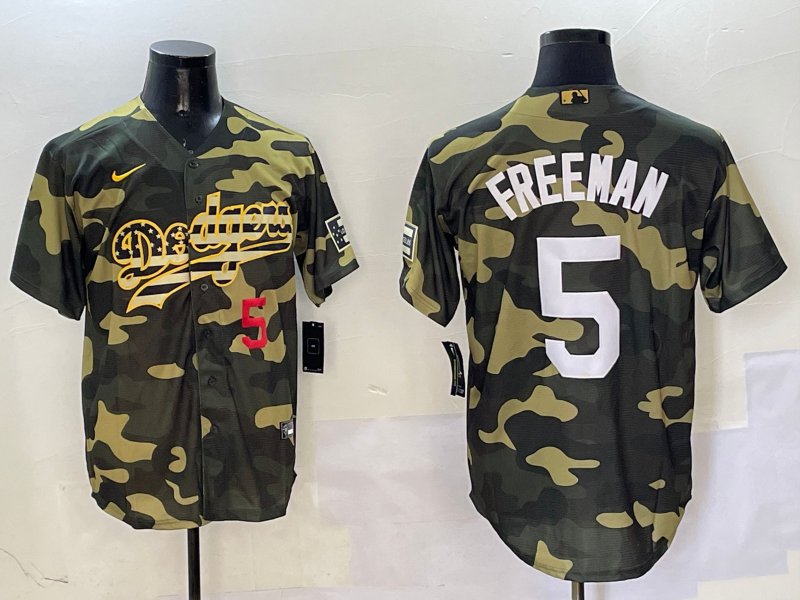 Los Angeles Dodgers #5 Freddie Freeman Camo Limited Stitched Baseball Jersey