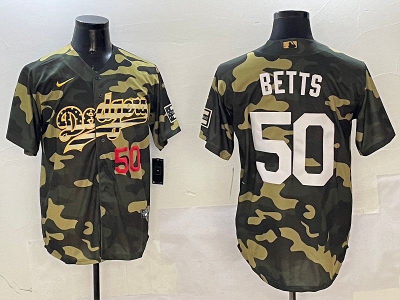 Los Angeles Dodgers #50 Mookie Betts Camo Limited Stitched Baseball Jersey