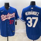 Los Angeles Dodgers #37 Teoscar Hernandez Blue Flag Limited Stitched Baseball Jersey