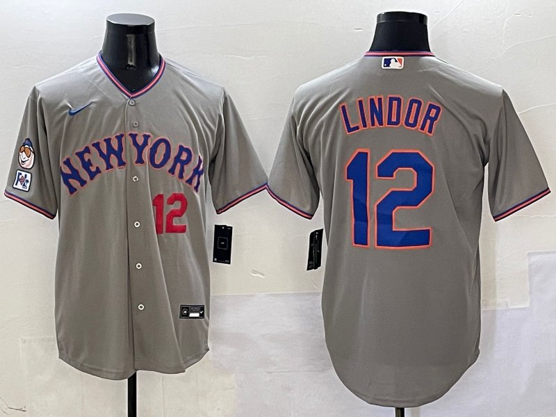 New York Mets #12 Francisco Lindor Gray 2025 Limited Stitched Baseball Jersey