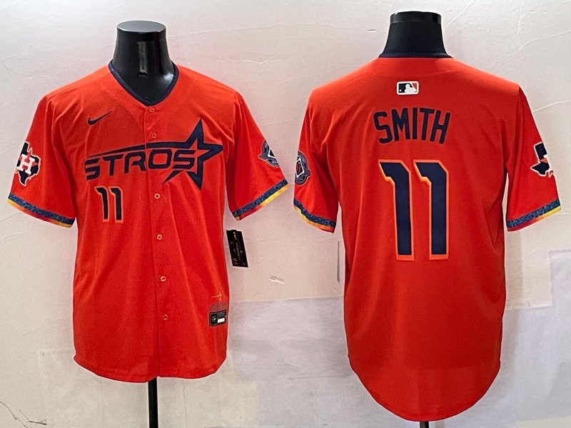 Men's Houston Astros #11 Cam Smith Orange 2025 City Connect Limited Stitched Baseball Jersey