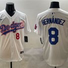 Men's Los Angeles Dodgers #8 Enrique Hernández White With American Flag Patch Limited Jersey