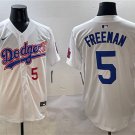 Men's Los Angeles Dodgers #5 Freddie Freeman White With American Flag Patch Limited Jersey