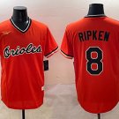 Men's Baltimore Orioles #8 Cal Ripken Jr. Orange Throwback Stitched Baseball Jersey