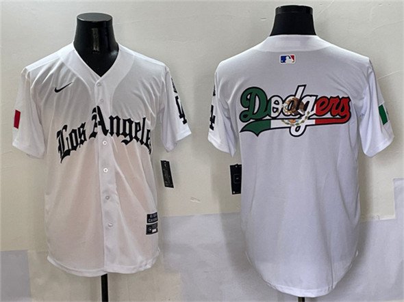 Men's Los Angeles Dodgers Team Big Logo White Mexico 2025 LA Gothic Style Jersey