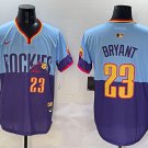 Men's Colorado Rockies #23 Kris Bryant City Limited Baseball Jersey Blue Purple