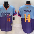 Men's Colorado Rockies #14 Ezequiel Tovar City Limited Baseball Jersey Blue Purple
