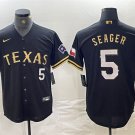 Men's Texas Rangers #5 Corey Seager Number Black Gold Cool Baseball Jersey