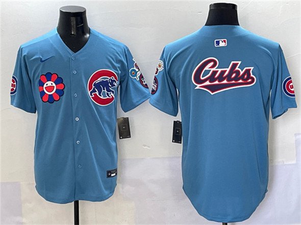 Men's Chicago Cubs Team Big Logo Blue 2025 Tokyo Series 2nd Alternate Limited Stitched Jersey