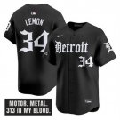 Men's Detroit Tigers #34 Chet Lemon Black 'Motor Gothic Edition' Vapor Premier Limited Jersey