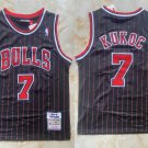 Chicago Bulls #7 Toni Kukoc Black Red Swingman Throwback Stripe Jersey