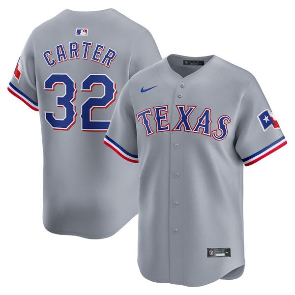 Texas Rangers #32 Evan Carter Nike Gray Road Limited Jersey