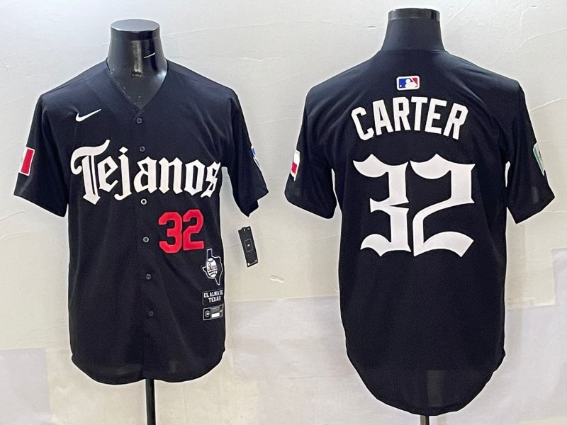 Texas Rangers #32 Evan Carter Black Mexico 2025 Vapor Premier Limited Jersey