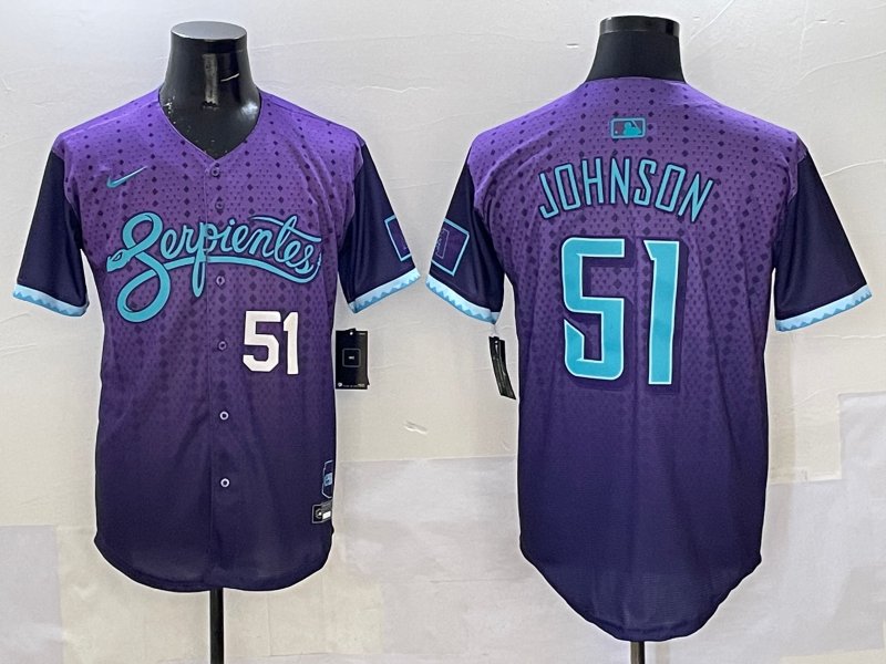 Diamondbacks Active Player #51 Randy Johnson Limited Baseball Jersey Purple