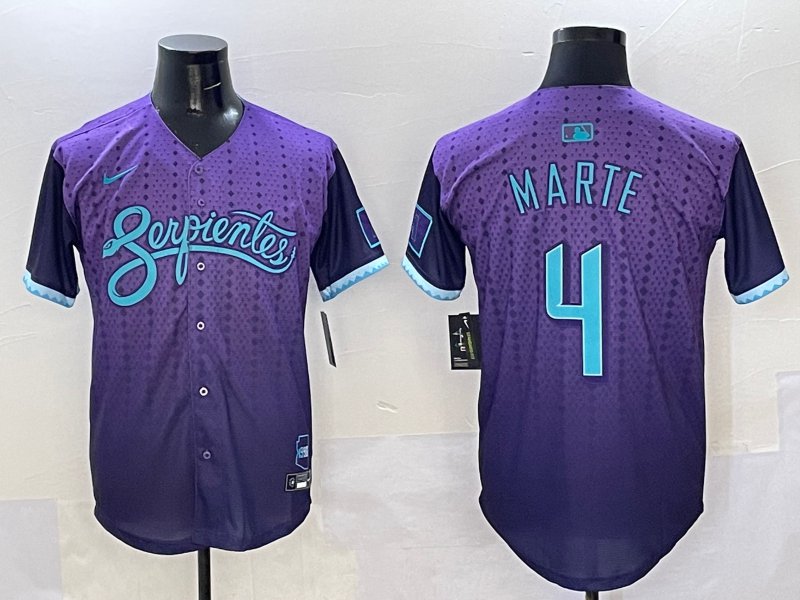 Men's Arizona Diamondbacks #4 Ketel Marte Purple 2025 City Jersey