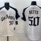 Men's Los Angeles Dodgers #50 Mookie Betts White/Black Mexico 2025 LA Gothic Style Jersey