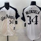 Men's Los Angeles Dodgers #34 Fernando Valenzuela White/Black Mexico 2025 LA Gothic Style Jersey