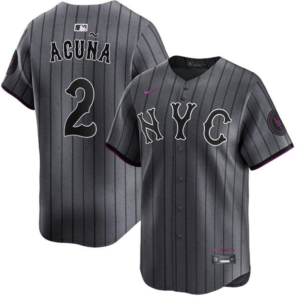 Mens New York Mets #2 Luisangel Acuna Nike Graphite City Connect Limited Jersey