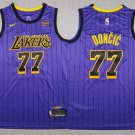Men's Lakers #77 Luka Dončić Luka Doncic Purple Stripe Stitched Jersey
