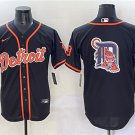 Men's Detroit Tigers Team Big Logo Black With Patch Cool Base Stitched Baseball Jersey