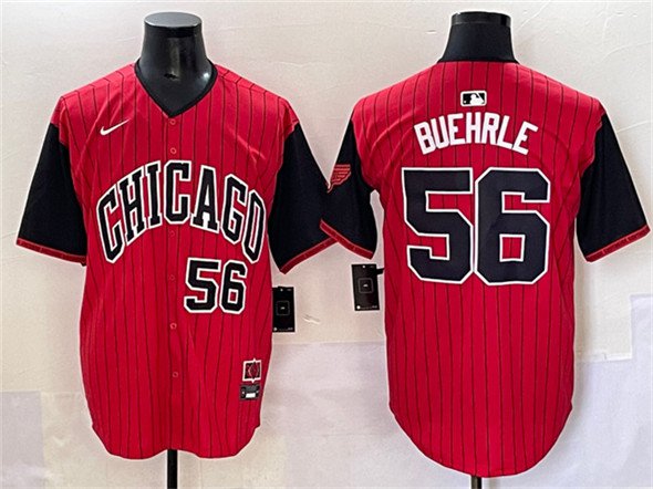 Men's Chicago White Sox #56 Mark Buehrle Red/Black 2025 City Connect Limited Stitched Jersey