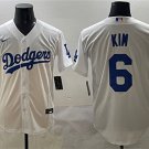 Mens Los Angeles Dodgers #6 Hyeseong Kim White Cool Base Stitched Baseball Jersey