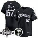Men's Los Angeles Dodgers #67 Vin Scully Black Mexico 2025 LA Gothic Style With Vin And 2024 Jersey