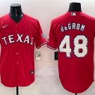 Men's Texas Rangers #48 Jacob deGrom Red With Patch Cool Base Stitched Baseball Jersey