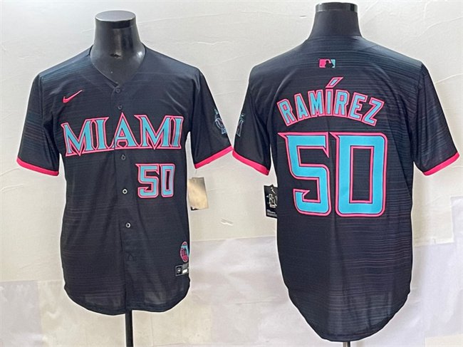Men's Miami Marlins #50 Agust&Atilde;&shy;n Ram&Atilde;&shy;rez Black 2025 City Connect Limited Stitched Jersey
