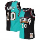 Men's Memphis Grizzlies #10 Mike Bibby Turquoise/Black Split 1998/99 Mitchell & Ness Stitched Jersey