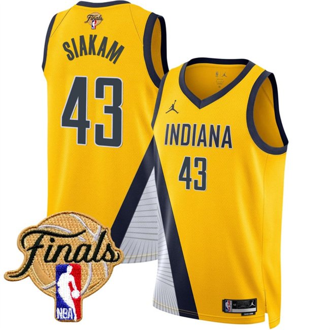 Men's Indiana Pacers #43 Pascal Siakam Yellow 2025 Finals Statement Edition Stitched Jersey