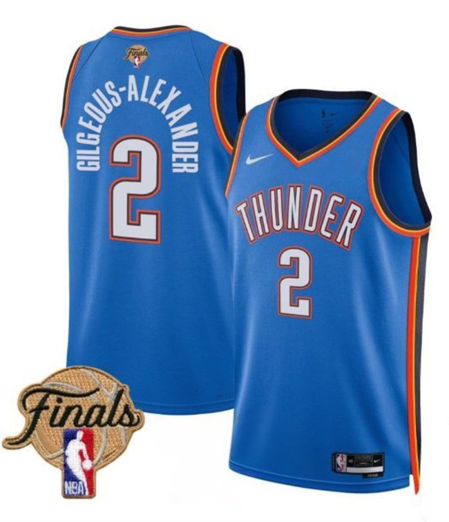Men's Oklahoma City Thunder #2 Shai Gilgeous-Alexander Blue 2025 Finals Icon Edition Stitched Jersey