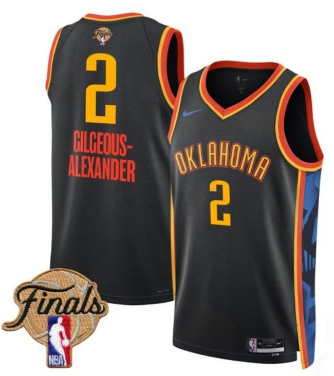 Men's Oklahoma City Thunder #2 Shai Gilgeous-Alexander Black 2025 Finals City Jersey