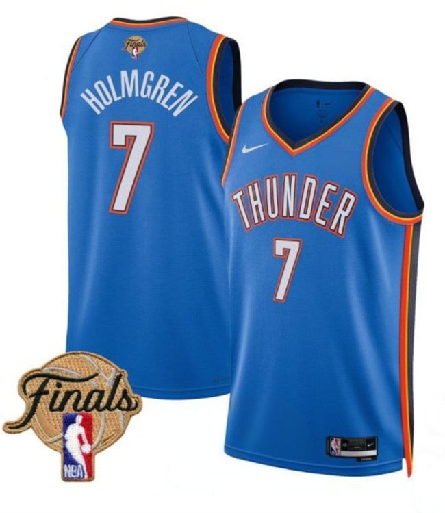 Men's Oklahoma City Thunder #7 Chet Holmgren Blue 2025 Finals Icon Edition Stitched Jersey