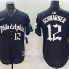 Men's Philadelphia Phillies #12 Kyle Schwarber Black Gothic Vapor Limited Stitched Jersey